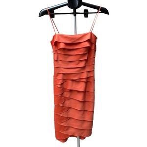 JS Collections Orange Tiered Cocktail Party Dress Spaghetti Straps Size 4